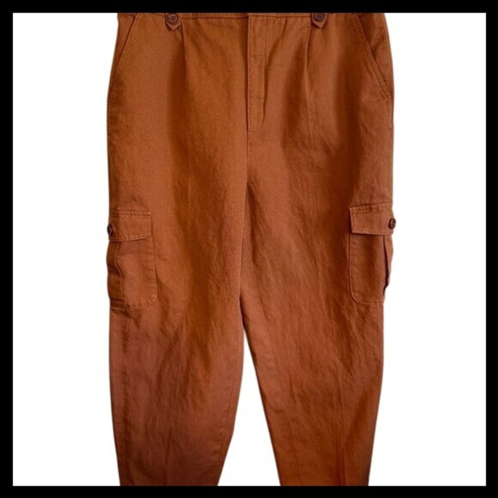 NWOT Womens Cropped Cargo Pants Brown High Waist Utility Trousers